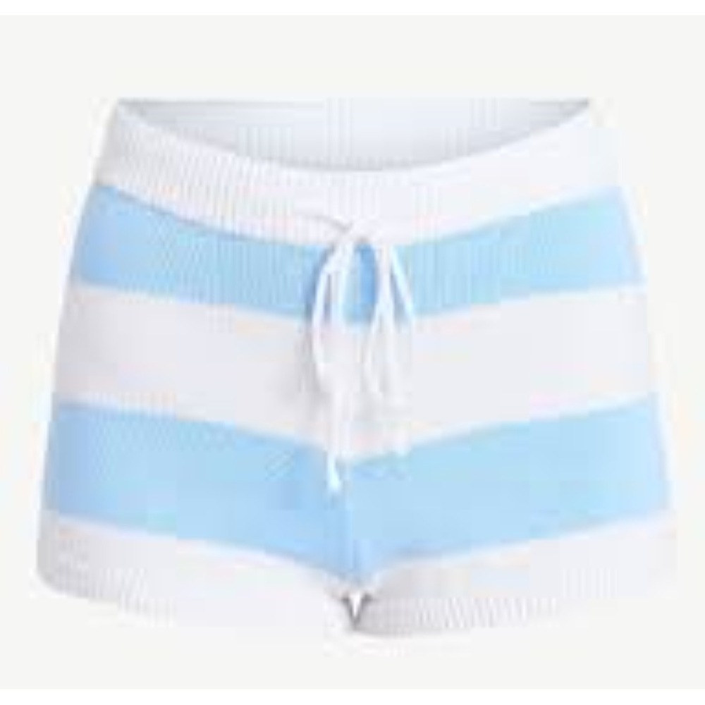 Womens Blue White Striped Knit Drawstring Shorts Size M 8-10 NWT
